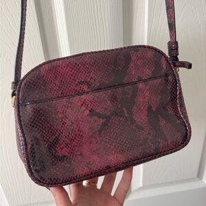 Women’s Burgundy Snake-Print Crossbody Bag